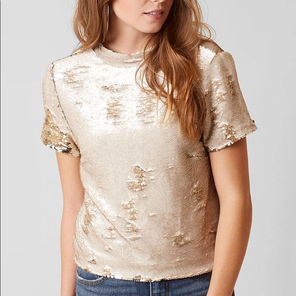 Gold Sequin Party Top, Buckle, size XL - Picture 8 of 10